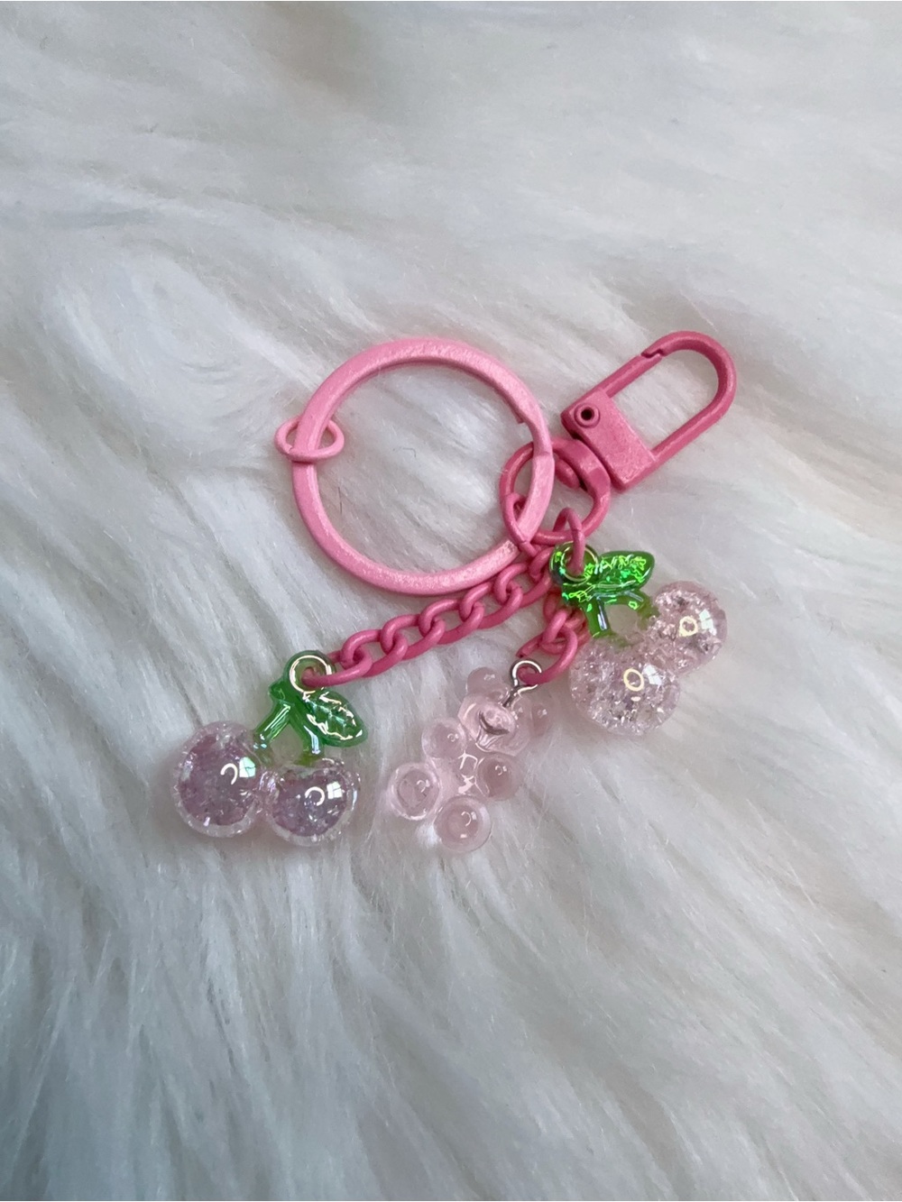 Pink Cherry gummy bear bag Charm Keychain